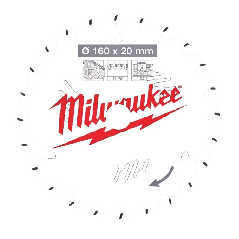 MILWAUKEE DISC DEBITARE LEMN 160X20X2.2X24ATB