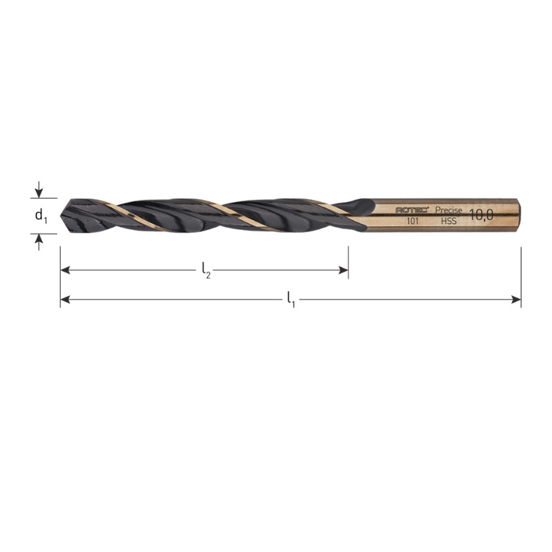 ROTEC BURG HSS DIN 338 3 GOLD LINE