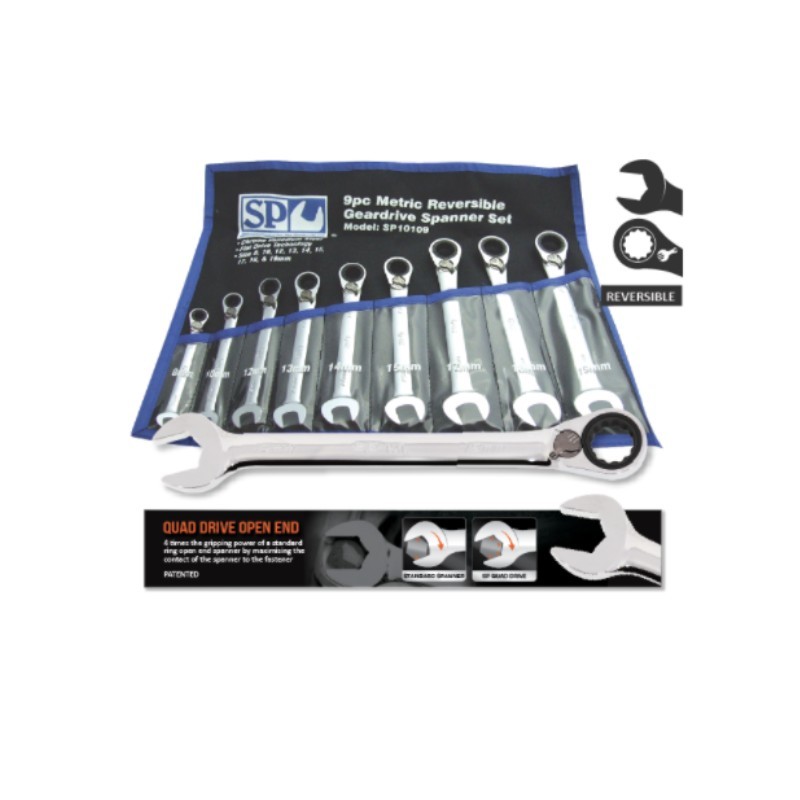 SET CHEI GEAR DRIVE REVERSIBILE 9 PIESE METRIC SP TOOLS